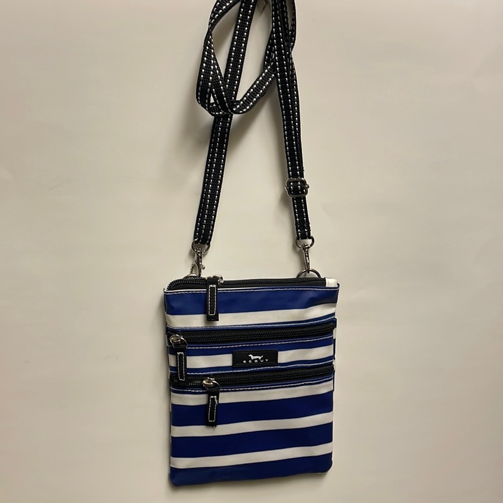 SCOUT “Sally Go Lightly” Navy Blue and White Striped Crossbody Bag - Preowned